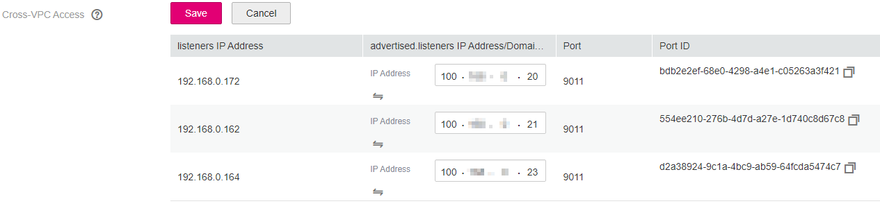 **Figure 2** Changing the advertised.listeners IP addresses