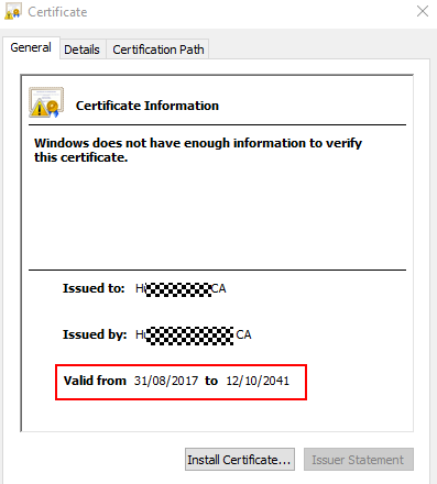 **Figure 1** Certificate validity period