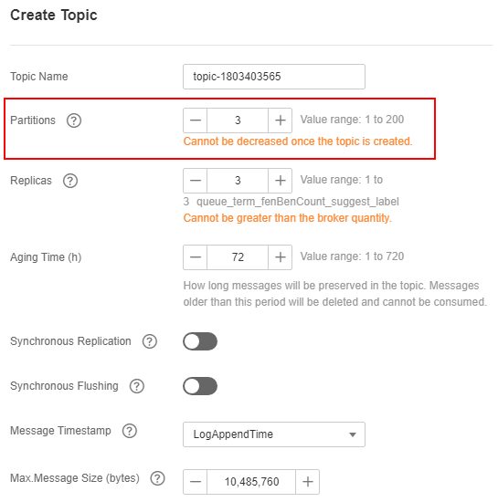 **Figure 1** Setting the number of partitions