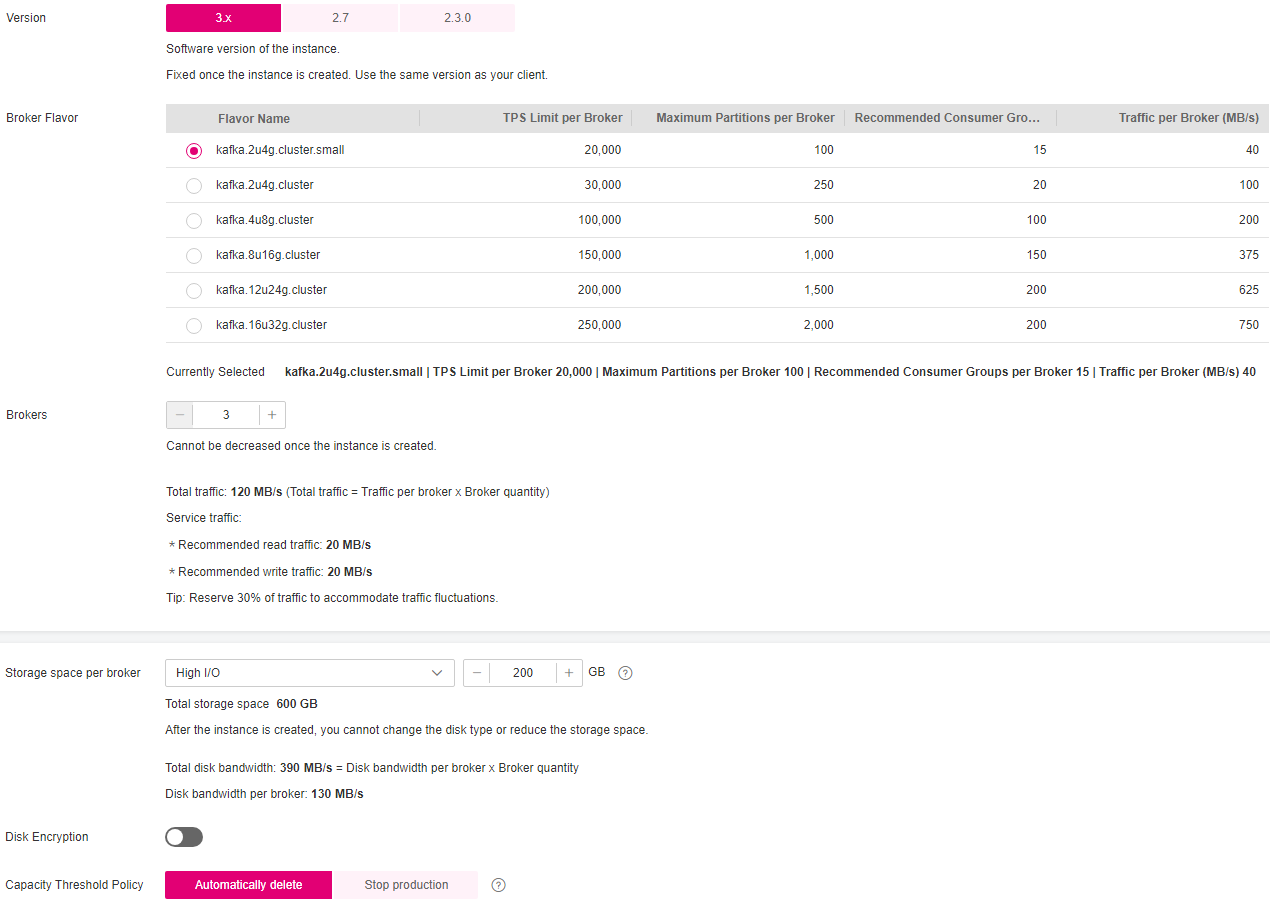 **Figure 1** Cluster instance specifications