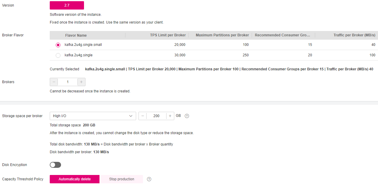 **Figure 2** Single-node instance specifications