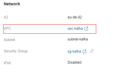 **Figure 3** Viewing the VPC to which the Kafka instance belongs