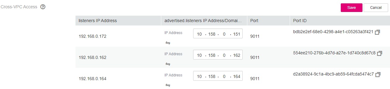 **Figure 7** Changing the advertised.listeners IP addresses