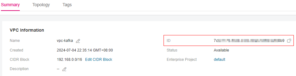 **Figure 4** Obtaining the VPC ID