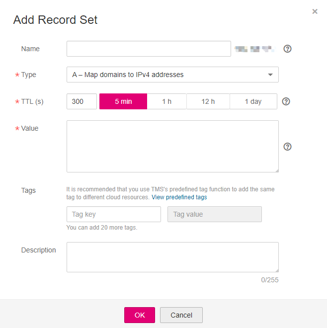 **Figure 4** Adding an A record set