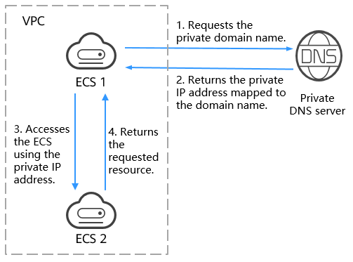 **Figure 1** Process for resolving a private domain name