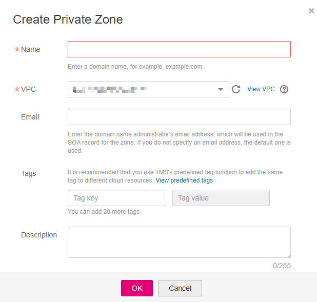 **Figure 1** Creating a private zone