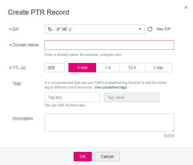 **Figure 1** Creating a PTR record