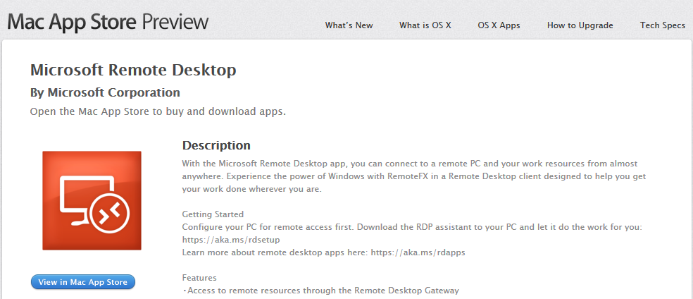 **Figure 1** Microsoft Remote Desktop for Mac