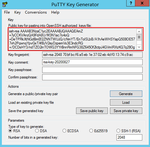 **Figure 2** Generating the public and private keys