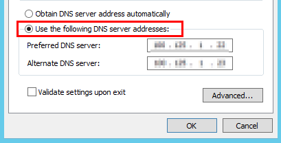 **Figure 6** Configuring DNS on Windows