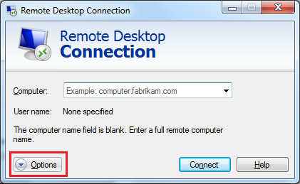 **Figure 1** Remote Desktop Connection