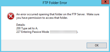 **Figure 1** FTP Folder Error