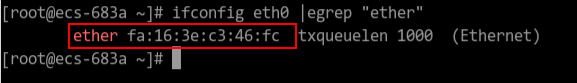 **Figure 3** Obtaining the MAC address of eth0