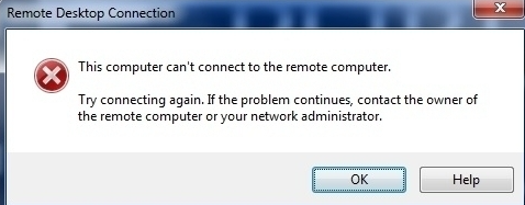**Figure 1** Cannot connect to the remote computer