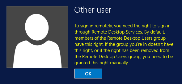 **Figure 1** Remote login right missing.