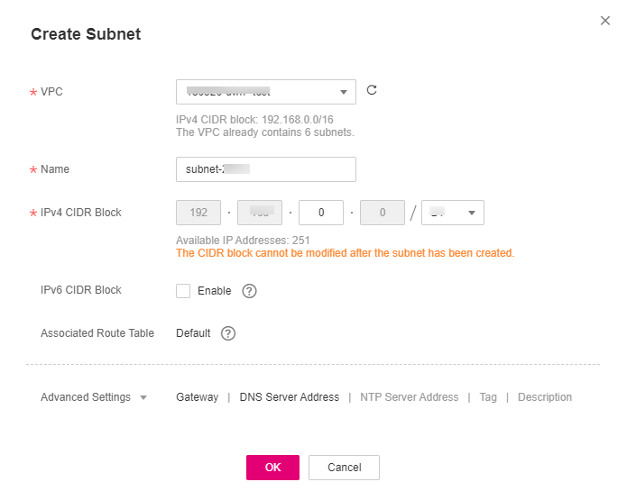 **Figure 1** Creating a subnet