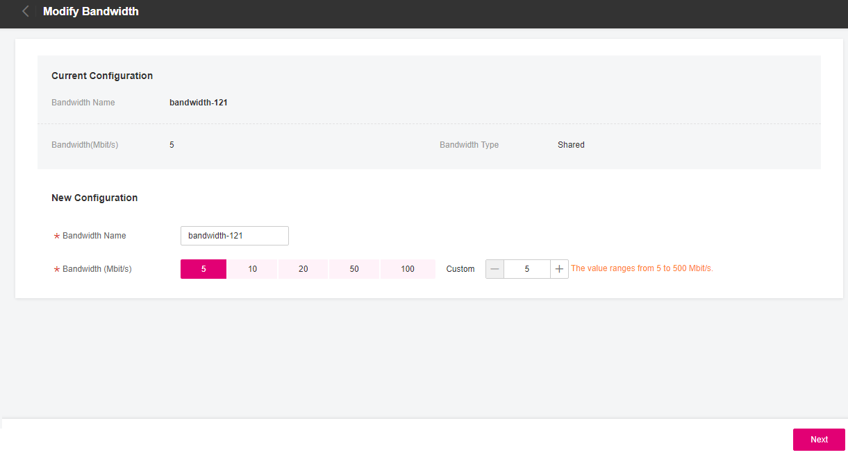 **Figure 1** Modify Bandwidth