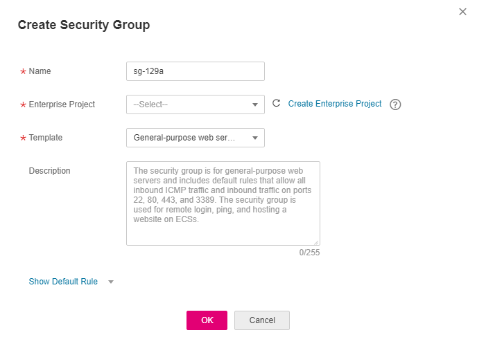 **Figure 1** Create Security Group