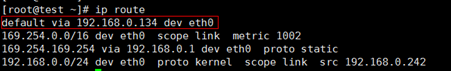 **Figure 11** Example default route not pointing to the gateway