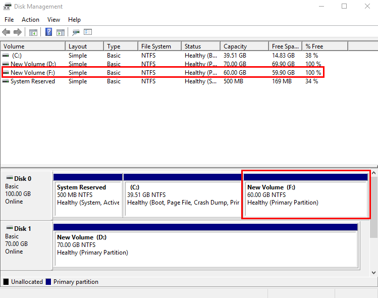 **Figure 12** Volume (F:) (Windows Server 2016)