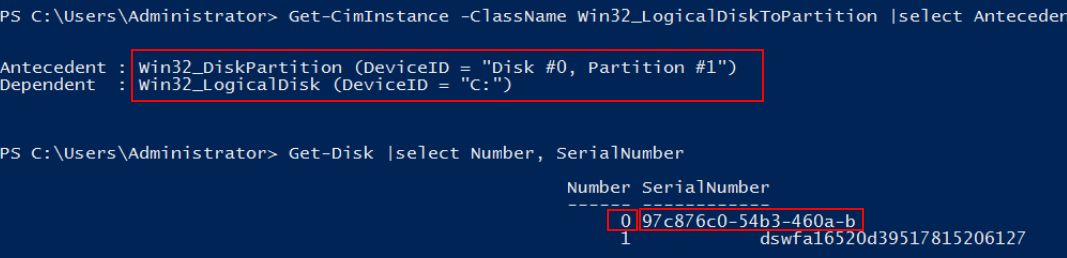 **Figure 3** Viewing the disk on which the logical disk is created