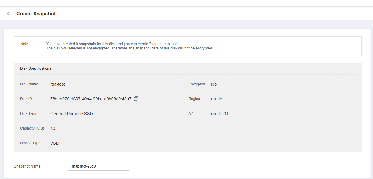 **Figure 1** Create Snapshot