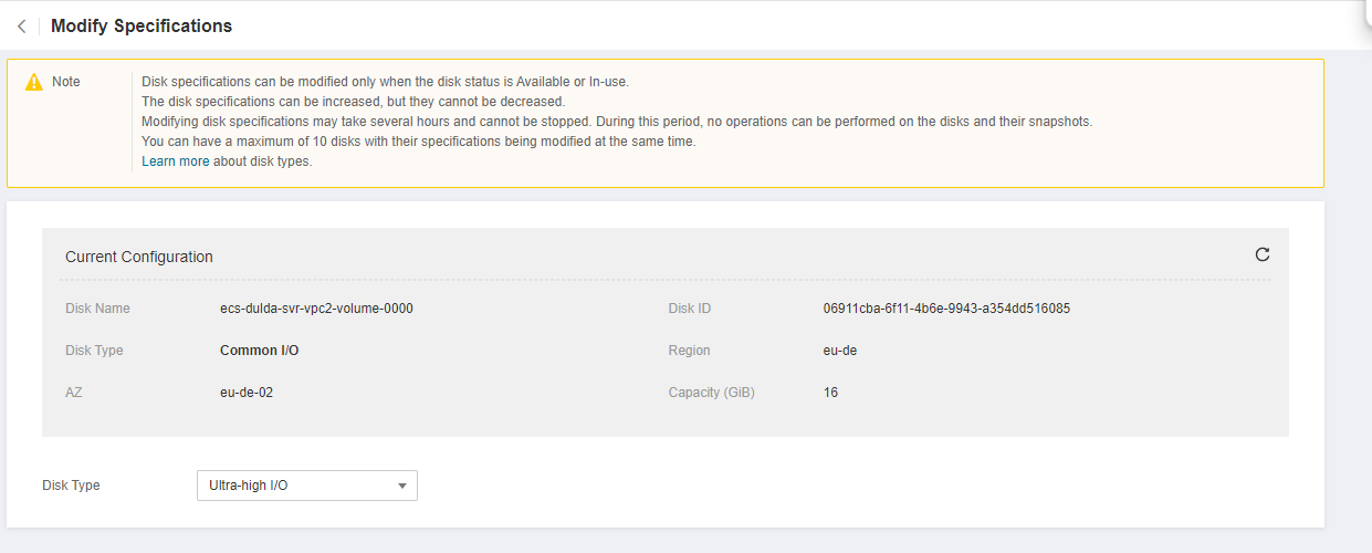 **Figure 1** Modify Specifications