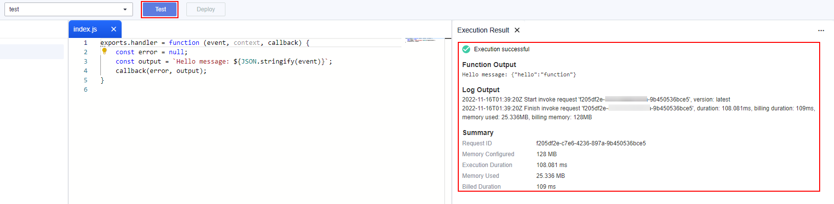 **Figure 3** Viewing the execution result