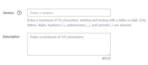 **Figure 1** Parameters for publishing a new version