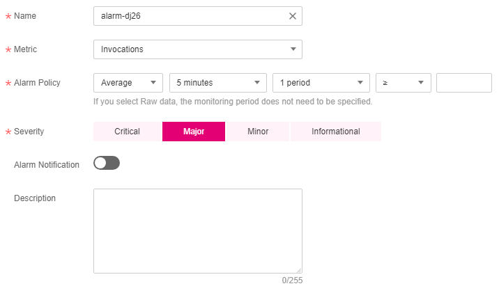 **Figure 1** Creating an alarm rule