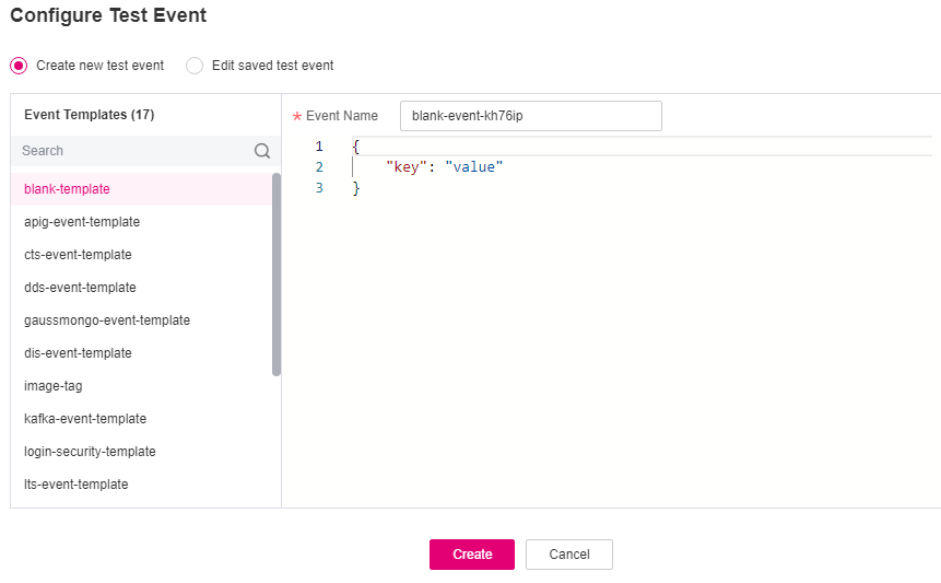 **Figure 2** Configuring a test event