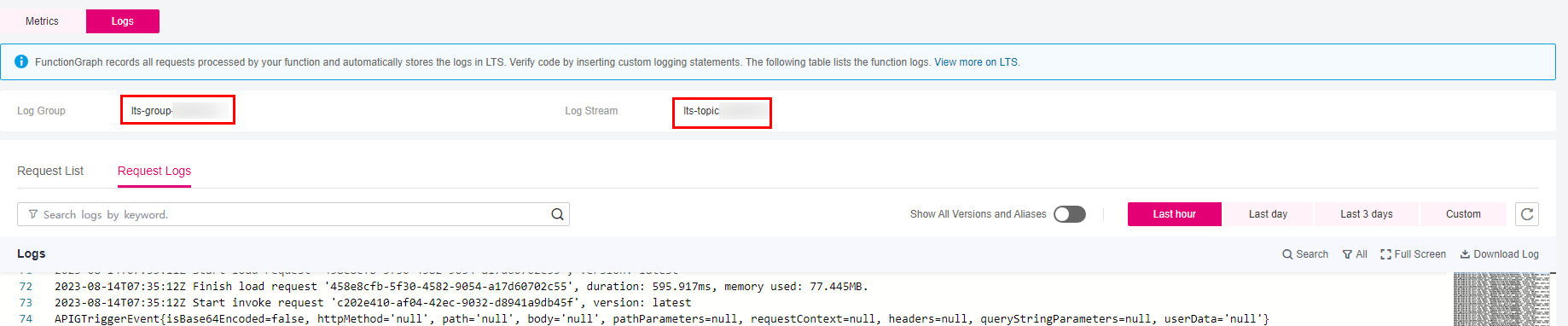 **Figure 1** Viewing function logs