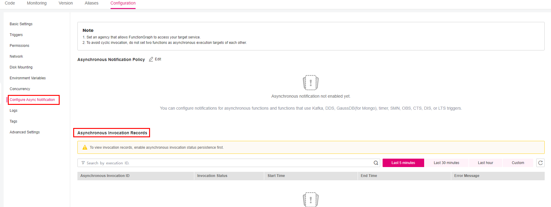 **Figure 1** Asynchronous invocation records