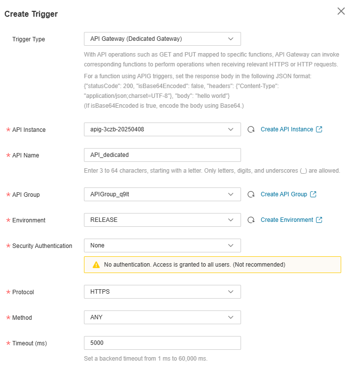 **Figure 2** Creating a trigger