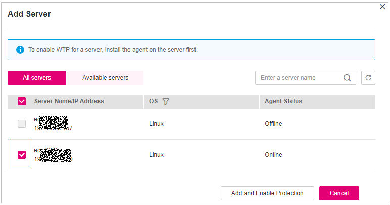 **Figure 2** Adding protected servers