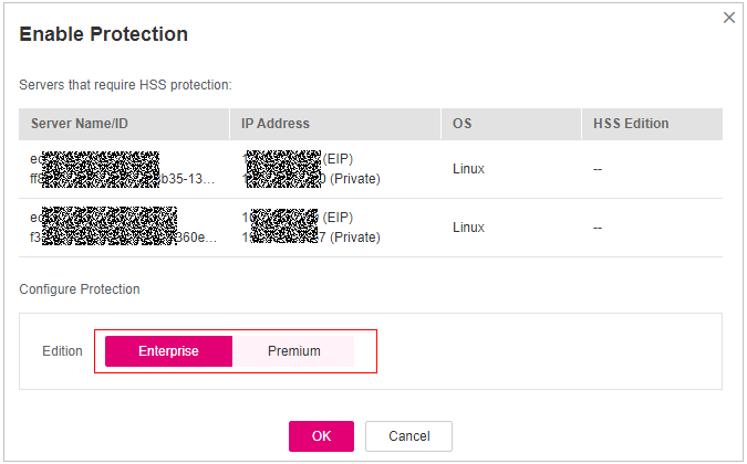 **Figure 3** Confirm information about multiple servers