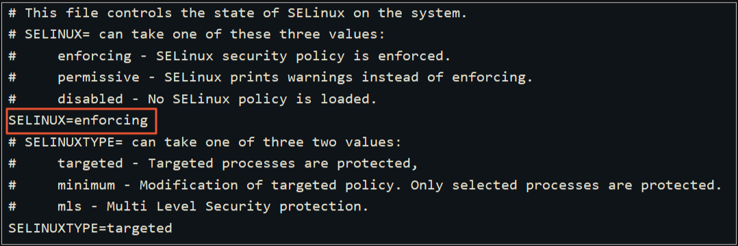 **Figure 1** Editing the SELinux status