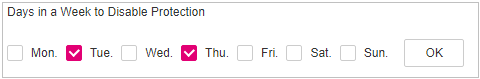 **Figure 4** Selecting days to disable protection