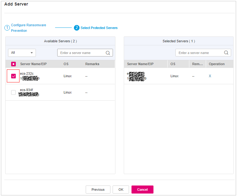 **Figure 2** Selecting servers