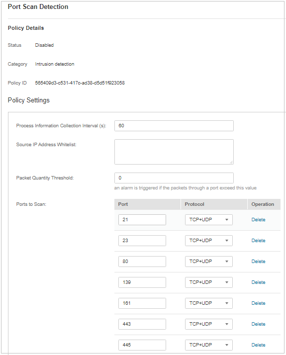 **Figure 18** Modifying the port scanning policy