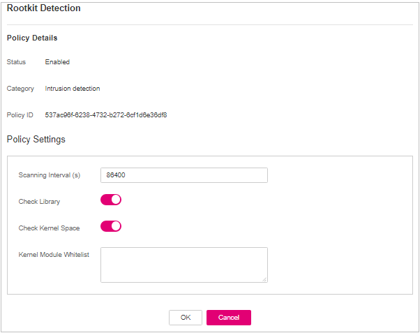 **Figure 11** Modifying the rootkit detection policy