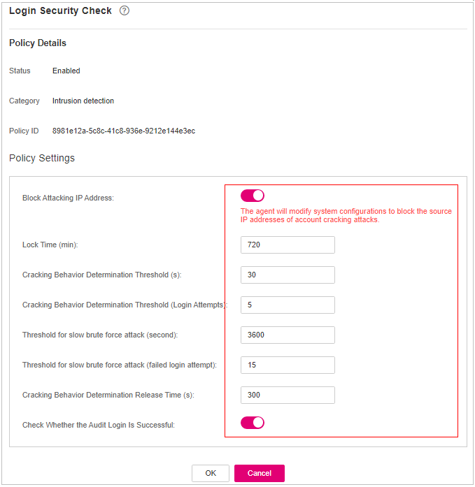 **Figure 6** Modifying the security check policy