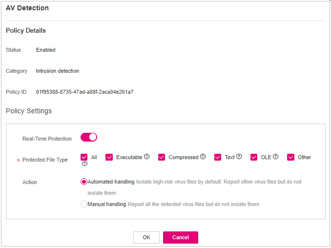 **Figure 12** Modifying an AV detection policy