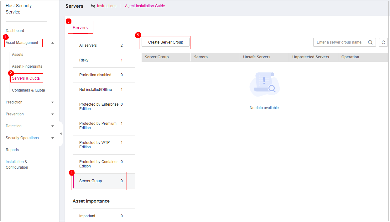 **Figure 1** Accessing the page of server groups