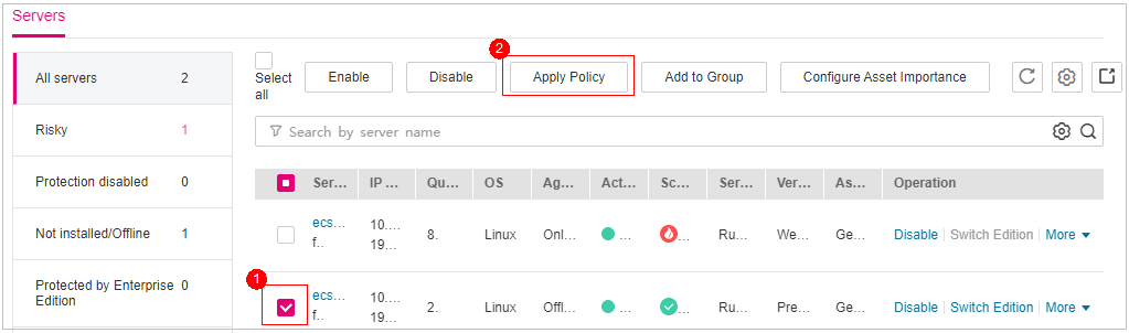 **Figure 5** Applying a policy