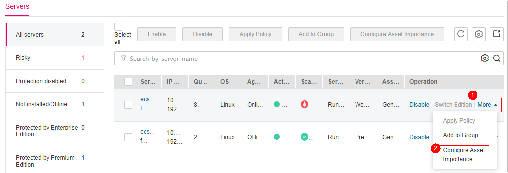 **Figure 4** Selecting a single server