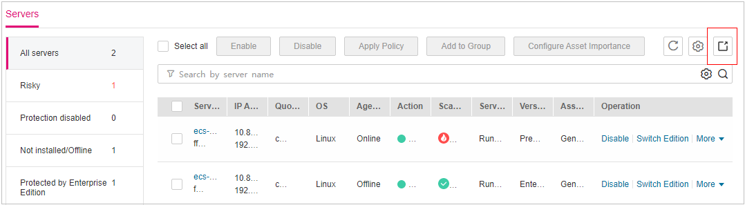 **Figure 3** Exporting the server list