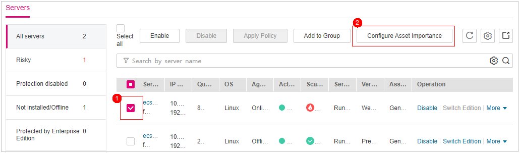 **Figure 3** Selecting a single server