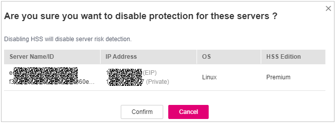 **Figure 2** Confirming information about a single server